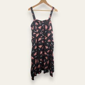 Eva Rose Pink Moth & Moon Dress Fit & Flare Dress Plus Size 2X Black